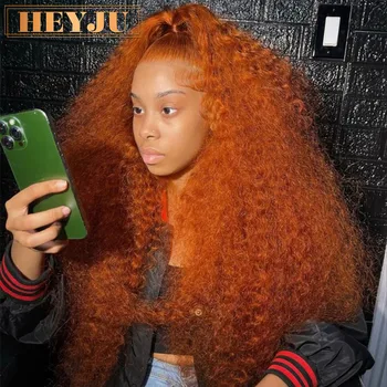 Orange Ginger Lace Front Wig Curly Human Hair Wigs For Women 30Inch Deep Wave Frontal Wig 13x4 13x6 HD Lace Front Human Hair Wig 1