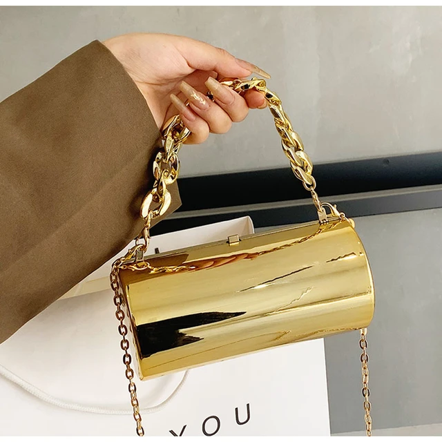 Fashion Acrylic Ladies Handbags Candy Color Mirror Cylindrical Bag For Women  Metal Chain Shoulder Crossbody Bags Party Clutches - AliExpress