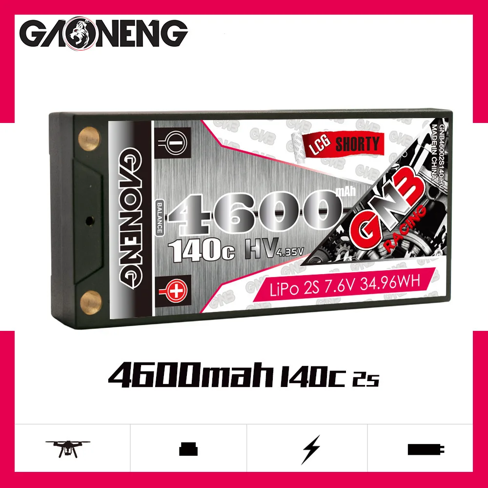 Upgraded 140c GNB 7.6v 4600mAh Lipo Battery For RC Racing Cars Four Drive Off-Road Spare Parts HV 2s Battery 2