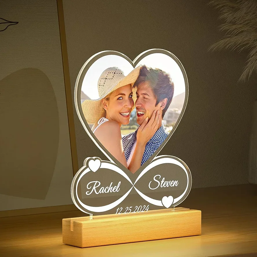 Customized Creativity Valentine's Day Gift Acrylic Color Printing Photo Wooden base Home Decoration Personalized Ornament, 1Pc