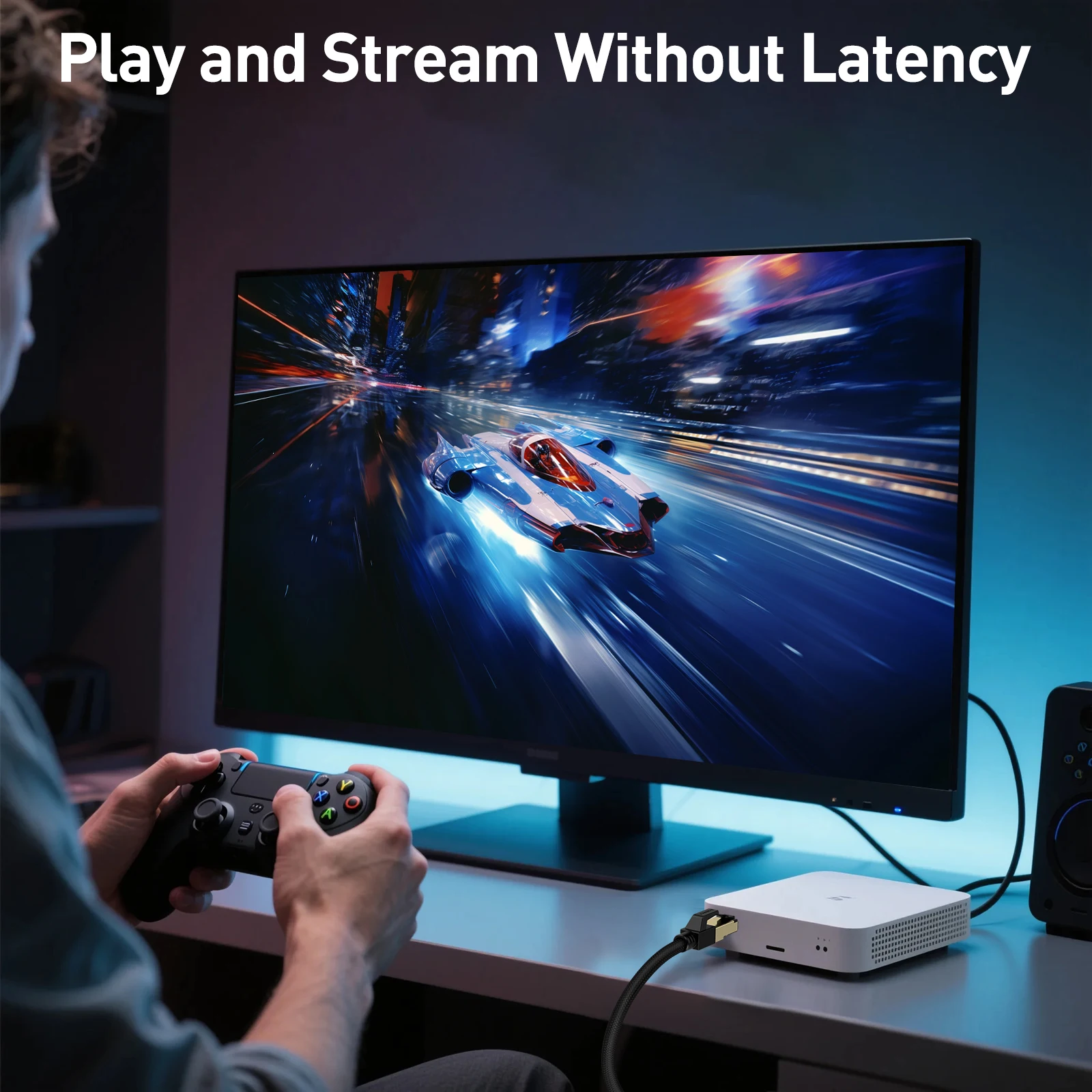 ZoeRax Cat8 Ethernet Cable 0.3-30M 40Gbps 2000MHz RJ45 CAT8 Network Nylon Braided Internet Lan Cord for Laptop PS 5/4 Router