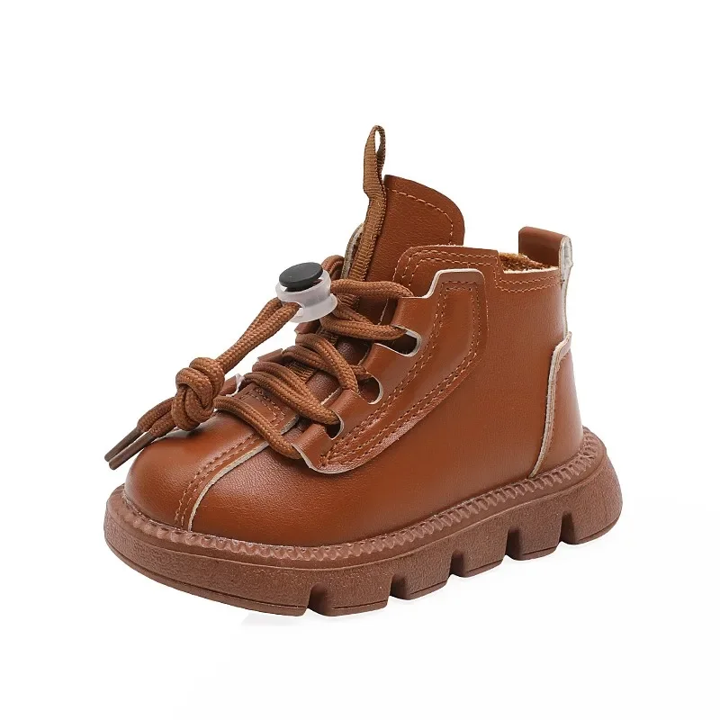 Boys Boots Kids Ankle Boots Autumn Winter Toddlers Children Fashion Little Boy Girl Lace-up Soft Rubber