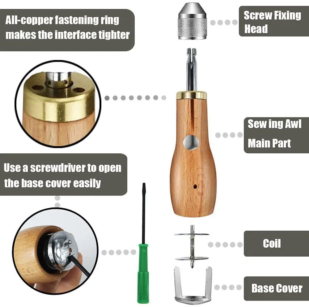 Leather sewing kit Leather Sewing Awl Thread Kit Hand Sewing Machine Speedy Lock Stitcher Thread Needles DIY Craft Shoemaker Canvas Repair Tool