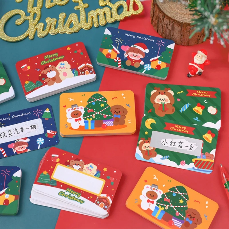 20pcs Christmas Scratch-off Card Gift Cardï¼Œ DIY Christmas Activity Handwritten Homemade Reward Card Lottery Card