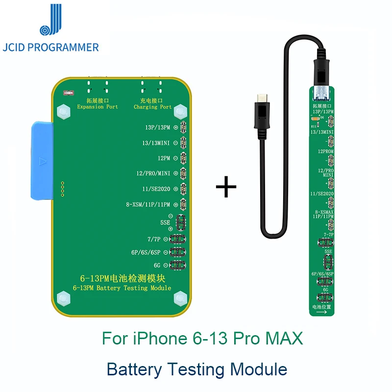 

JCID JC Pro1000S Battery Testing Module For iPhone 6-13 Pro Max Batteries Serial Number Cycle Times Capacity Health Life Modify