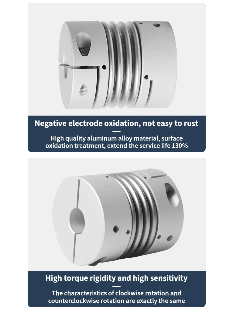 Balgkupplung aus Aluminiumlegierung mit hohem Drehmoment, Schritt-Servomotor, Schraubklemmtyp, Feder, elastische Kupplung CPBC-65 x 81 – Detail 5
