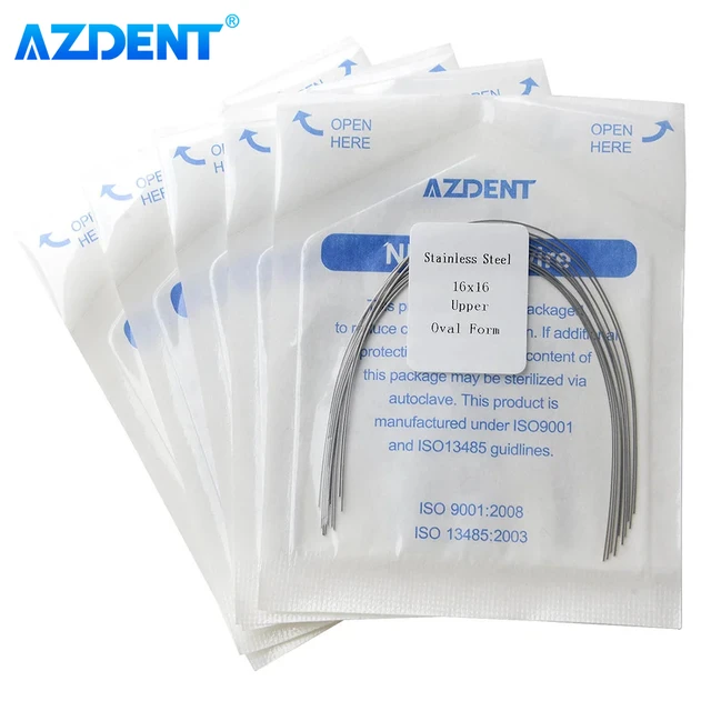 5Packs AZDENT Dental Orthodontic Arch Wires Round Rectangular Archwire Stainless Steel Oval for Dentistry