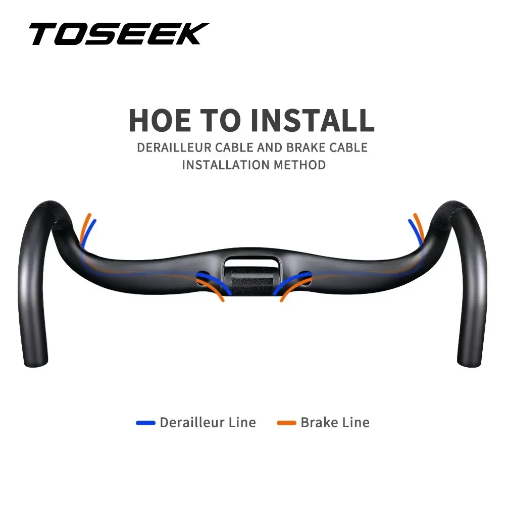 TOSEEK Road Bike Handlebar Full Carbon Drop Bar Black Highlight 400/420/440mm Stem Clamp Diameter 31.8mm