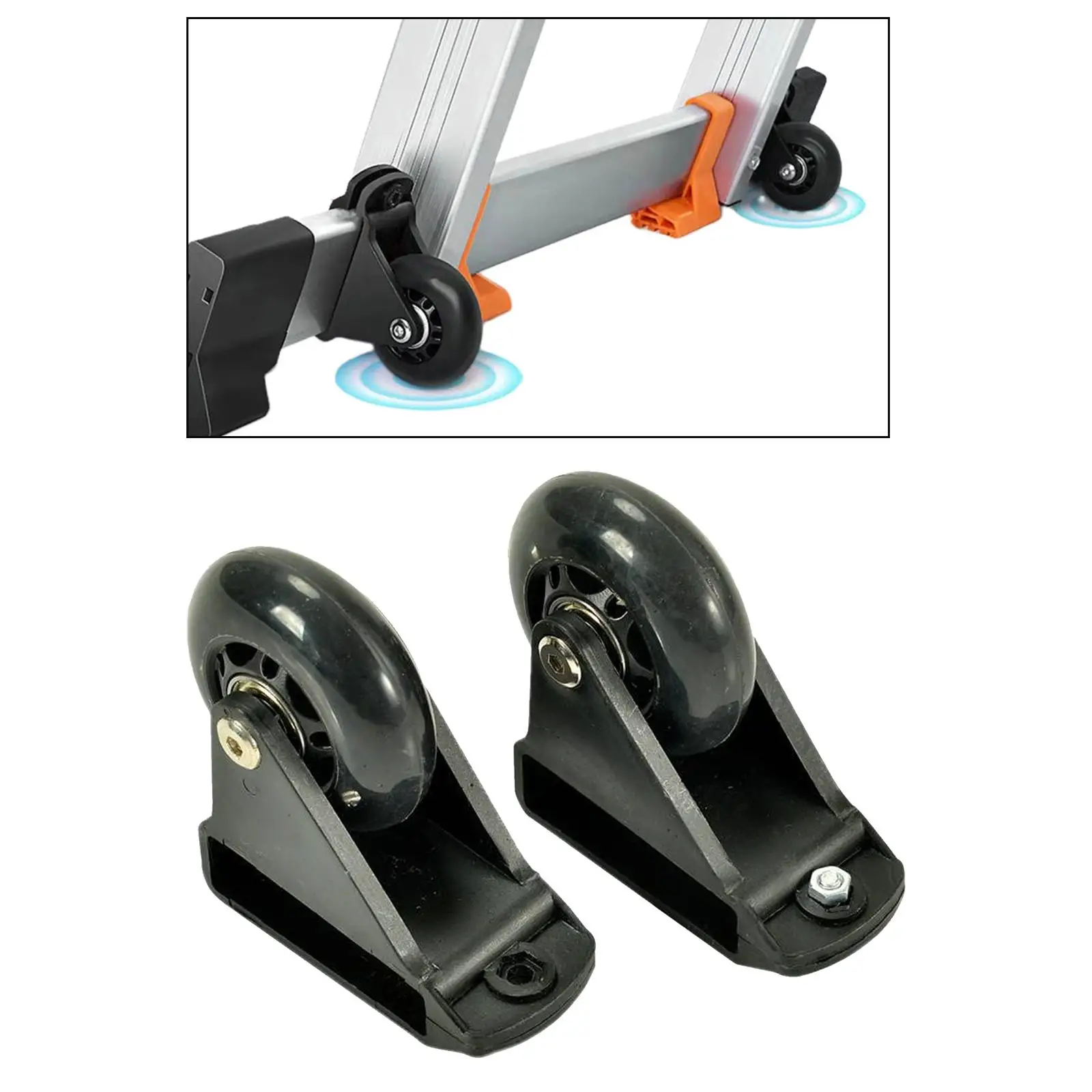 

2 Pieces Leveling Casters Ladder Wheels Easy to Use Pulley Cart Accessories