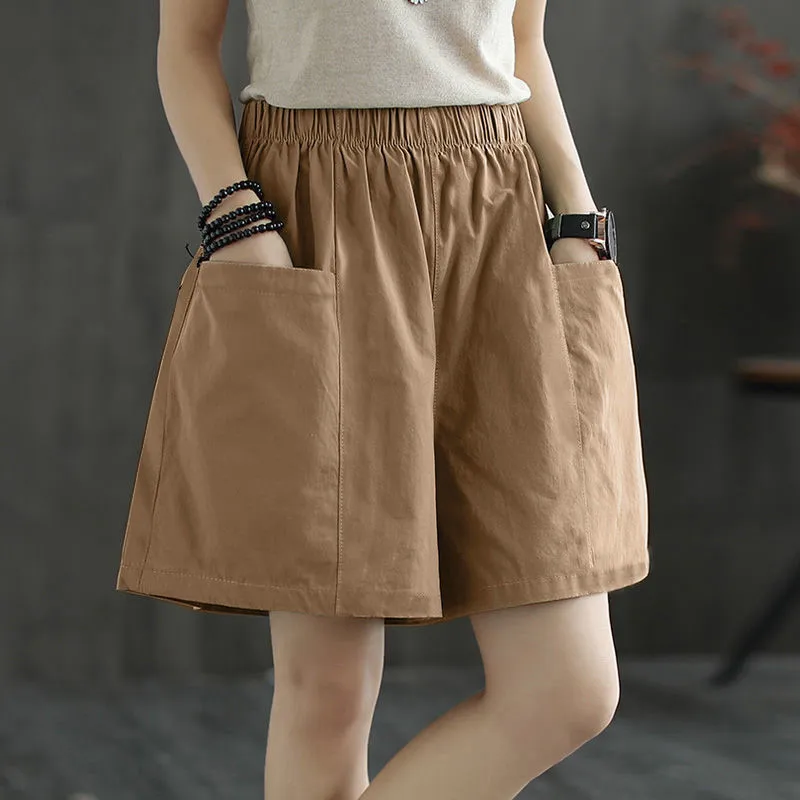 2023 Broad-legged Shorts Female Summer Large Casual Loose Student Straight-tube Workwear Five-point Pants Female Slim Trend