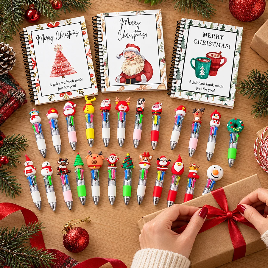Festive Christmas Stationery Gift Set - Pens & Notebook