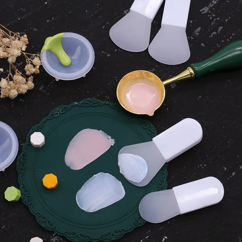 Wax Seal Scraper Silicone Stir Wax Lacquer Epoxy Resin Mixing Cleaning Spoon Multifunctional Powder Dip Sealing Making Tools wax sealing spoon