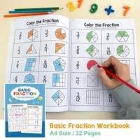Montessori Fractions Workbook Arithmetic Learning Teaching Aids Grade 3-4 Primary School Math Cognitive Training Test Book