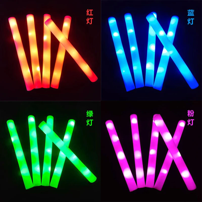 LED 글로우 스틱 다채로운 RGB 글로우 폼 스틱 응원 튜브, 콘서트 크리스마스 생일 웨딩 파티 용품, 어두운 빛, 10 개