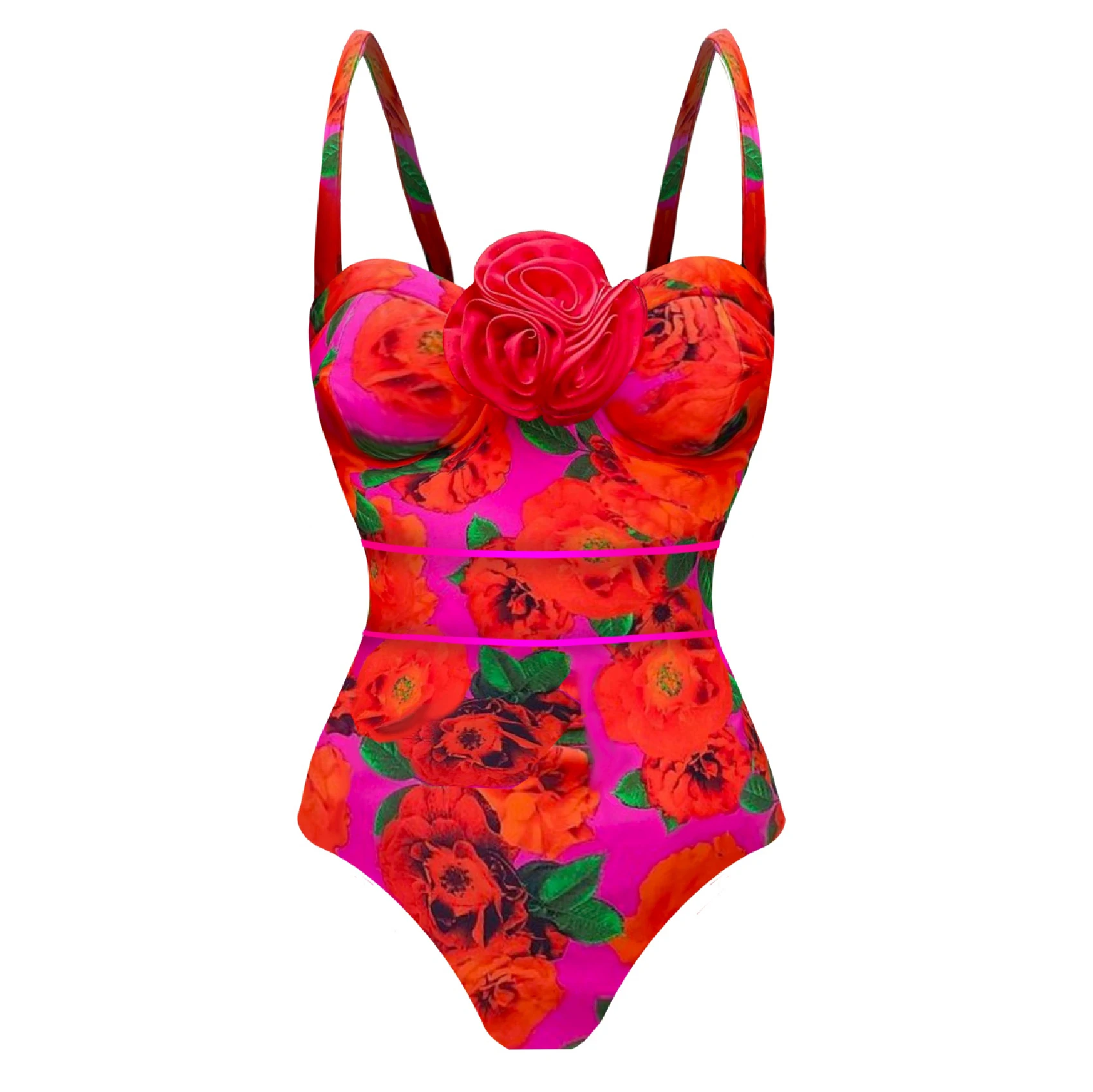 Ashgaily20243DFlowerOnePieceSwimsuitWomenUnderwireSwimwear