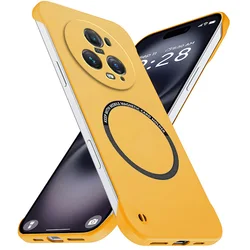 Magnetic Slim Frameless Matte Hard PC Shockproof Armor Phone Case - Honor Magic5 (Yellow)