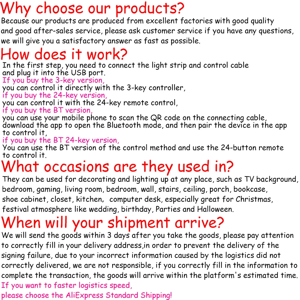 Description Picture 2 of itemRGB LED Strip Lights 5050 IR Remote Bluetooth APP Control USB 1M 2M 3M 4M 5M 10M 15M 20M Festival Deco Backlight For Bedrooms