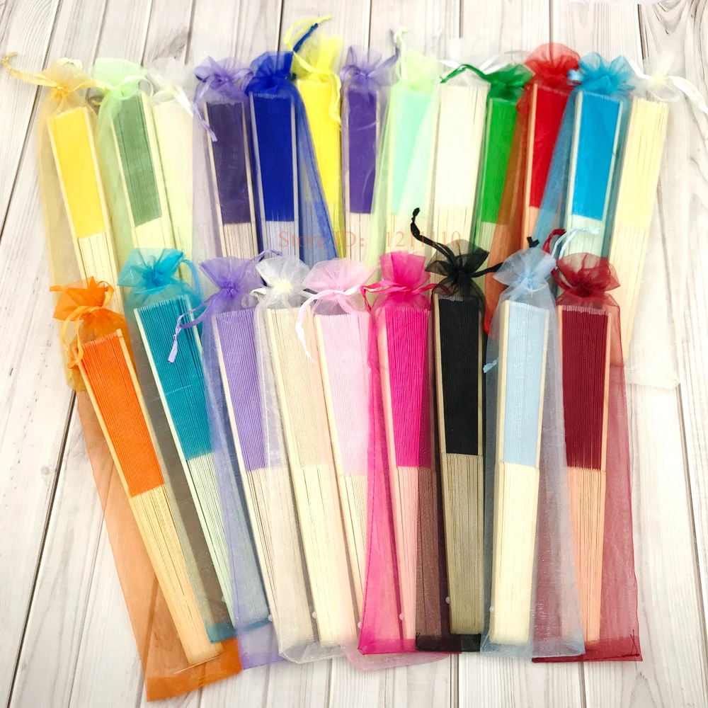 Personalized Wedding Fan Custom Printing Handheld Folding 20/24/30PCS Come with Organza Bag Bridal Shower Baby Christening