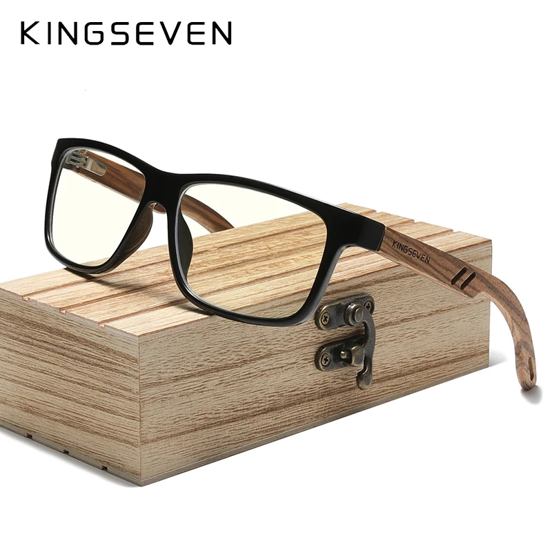 

KINGSEVEN Anti Blue Light Glasses TR90+Walnut Wood Sunglasses Men Polarized Eyewear Support Custom Prescription Lens