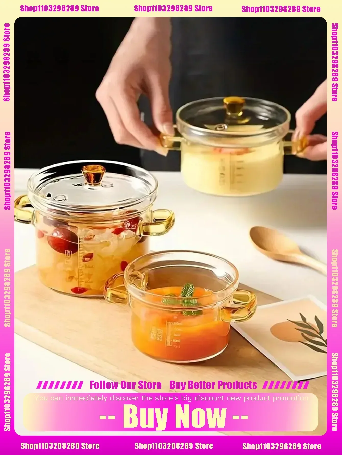 Stockpot Transparent Glass Stockpot Binaural Soup Pot Noddle Bowl Lid Household Stew Pot for Cooking Cookware Kitchen Accessories glass stock pot