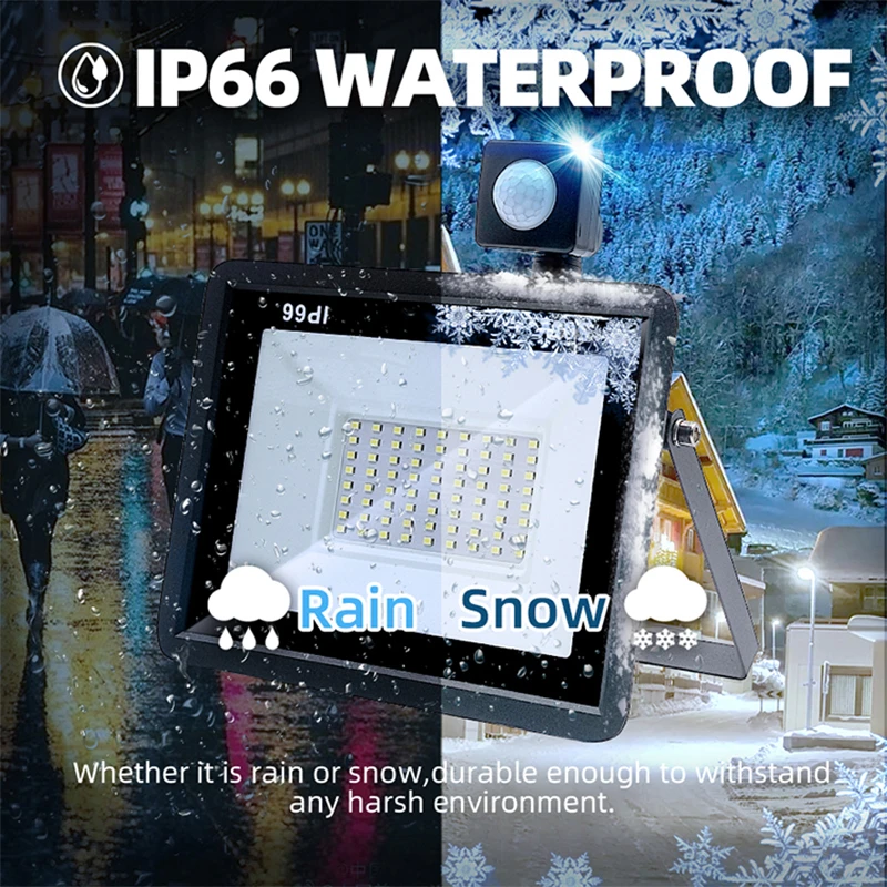 LED PIR Motion Sensor Floodlight Outdoor Wall Light 100W 50W 30W 20W 10W IP66 Waterproof For Garden