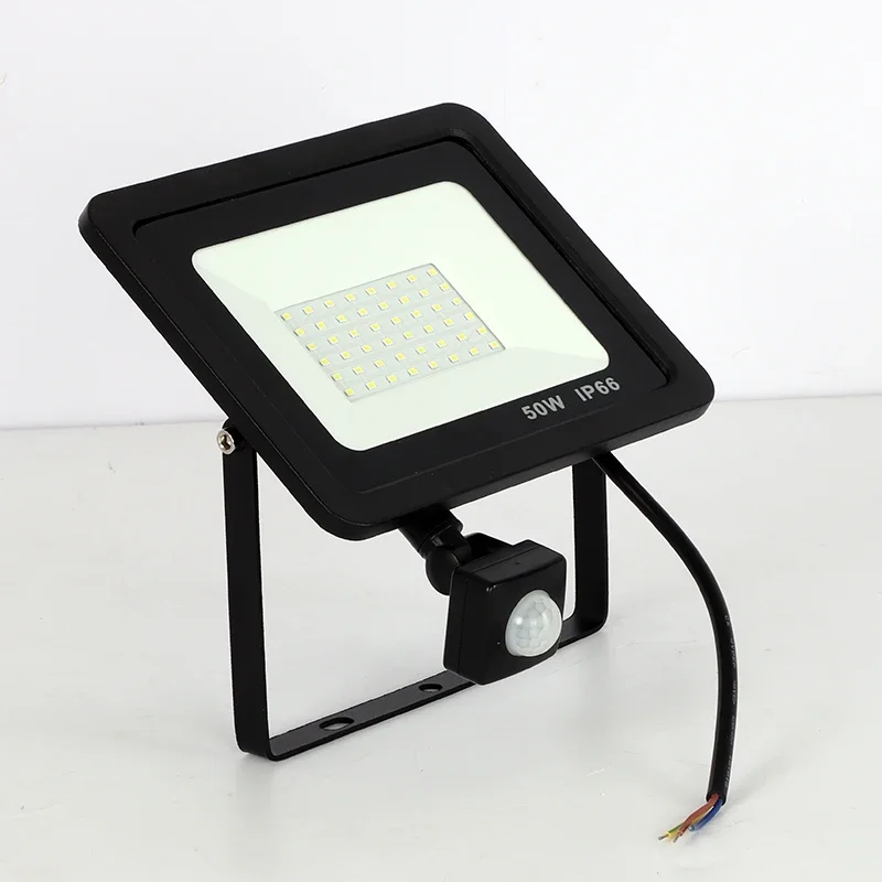 Led Flood Light 10W 20W 30W 50W 100W Induction Led flood light With Adjustable PIR Sensor 110V 220V Street Square Outdoor Lighting