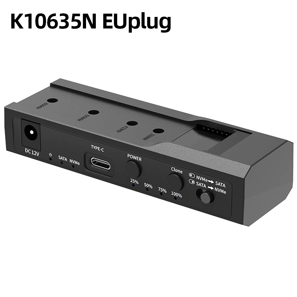 듀얼 베이 하드 드라이브 인클로저 지지대 UASP M.2 Nvme SSD 케이스, C타입 복제 복제기, SATA HDD 인클로저, 2.5 인치, 3.5 인치, 10Gpbs