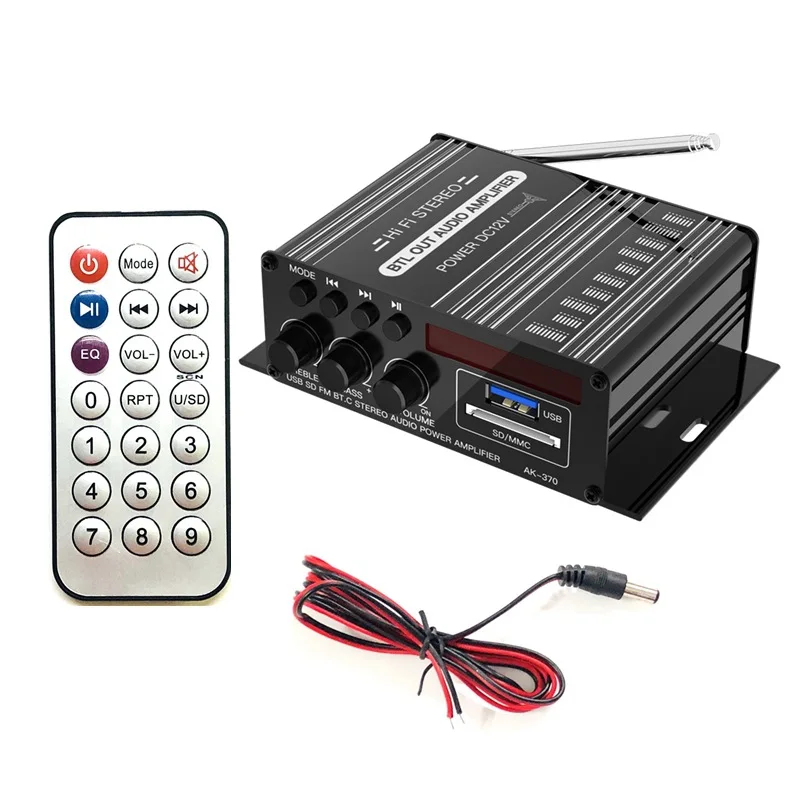 SUNBUCK AV-660BT zesilovač 2.0 běžící pás BT5.0 audio domácí auto theater zesilovač 110V/220V podpora EQ FM SD USB 2 mikrofon AK370 12V amp