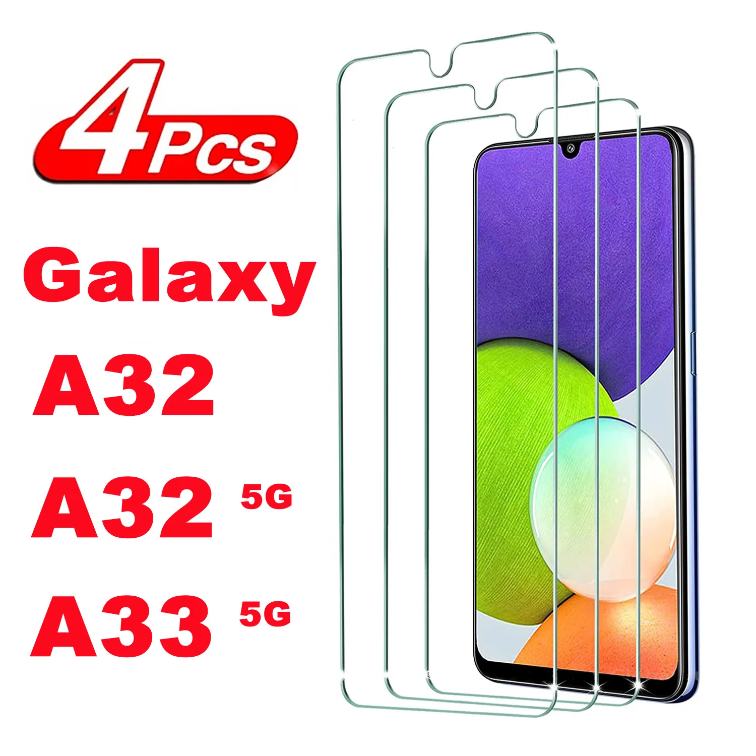2/4 Stück Displayschutzglas für Samsung Galaxy A32 5G A33 5G gehärtete Glasfolie – Detail 1