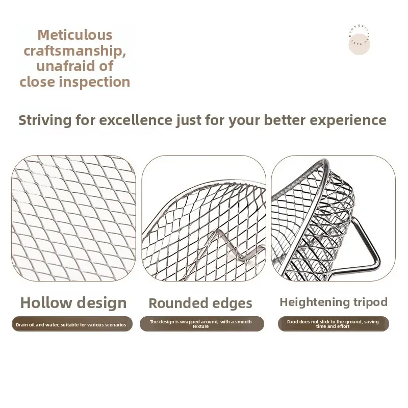 Stainless Steel Three-layer Air Fryer Dehydration Rack Stackable Design Oven Universal Barbecue Oiled Food Rack