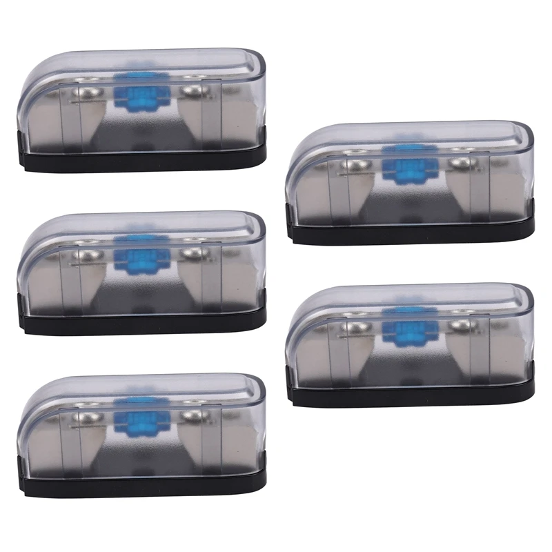 5X Portafusibili Stereo Per Auto, Scatola Portafusibili Audio Agu Automatica Blocco Distribuzione Alimentazione 4Ga In 4Ga Out,Single Way