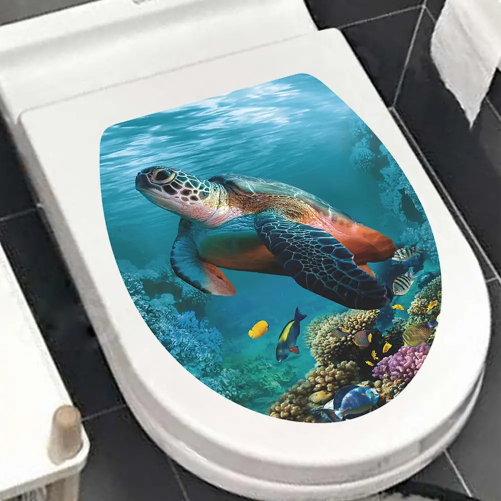 Bathroom Sticker Strong Adhesion Sea World Toilet Sticker Waterproof Pvc Bathroom Decoration Decal For Room Wall Art Toilet