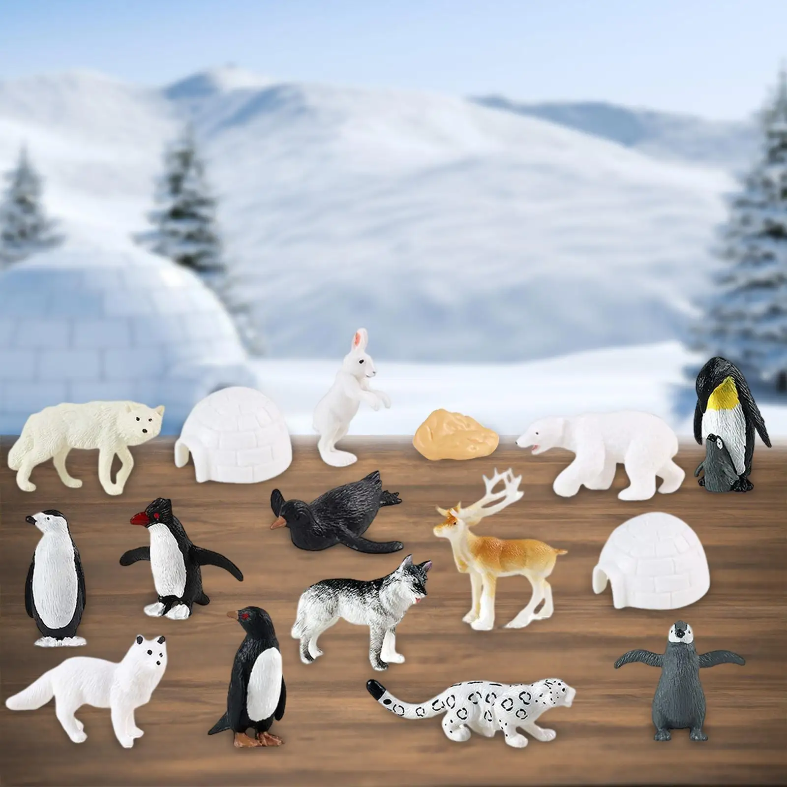 OUKEYI Set di 12 mini animali artici e statuette polari Include alci, capra selvatica nordamericana, alce, lontra, castoro, pronghorn per i più piccoli Regalo di compleanno