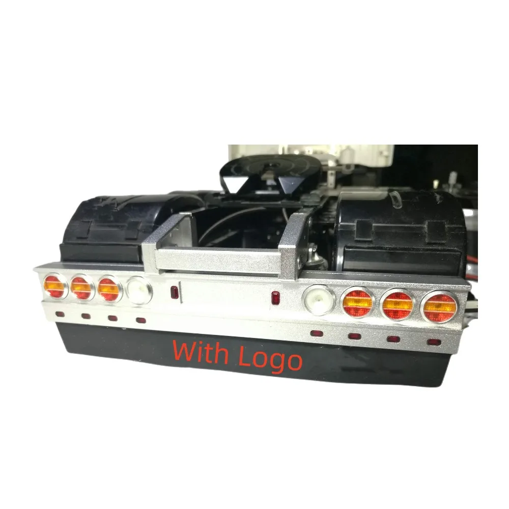 CNC Aluminum Alloy LED Tail Light Rear Bumper Lamp with Mudguard LOGO for 1/14 Tamiya RC Truck Trailer SCANIA Actros MAN VOLVO 4
