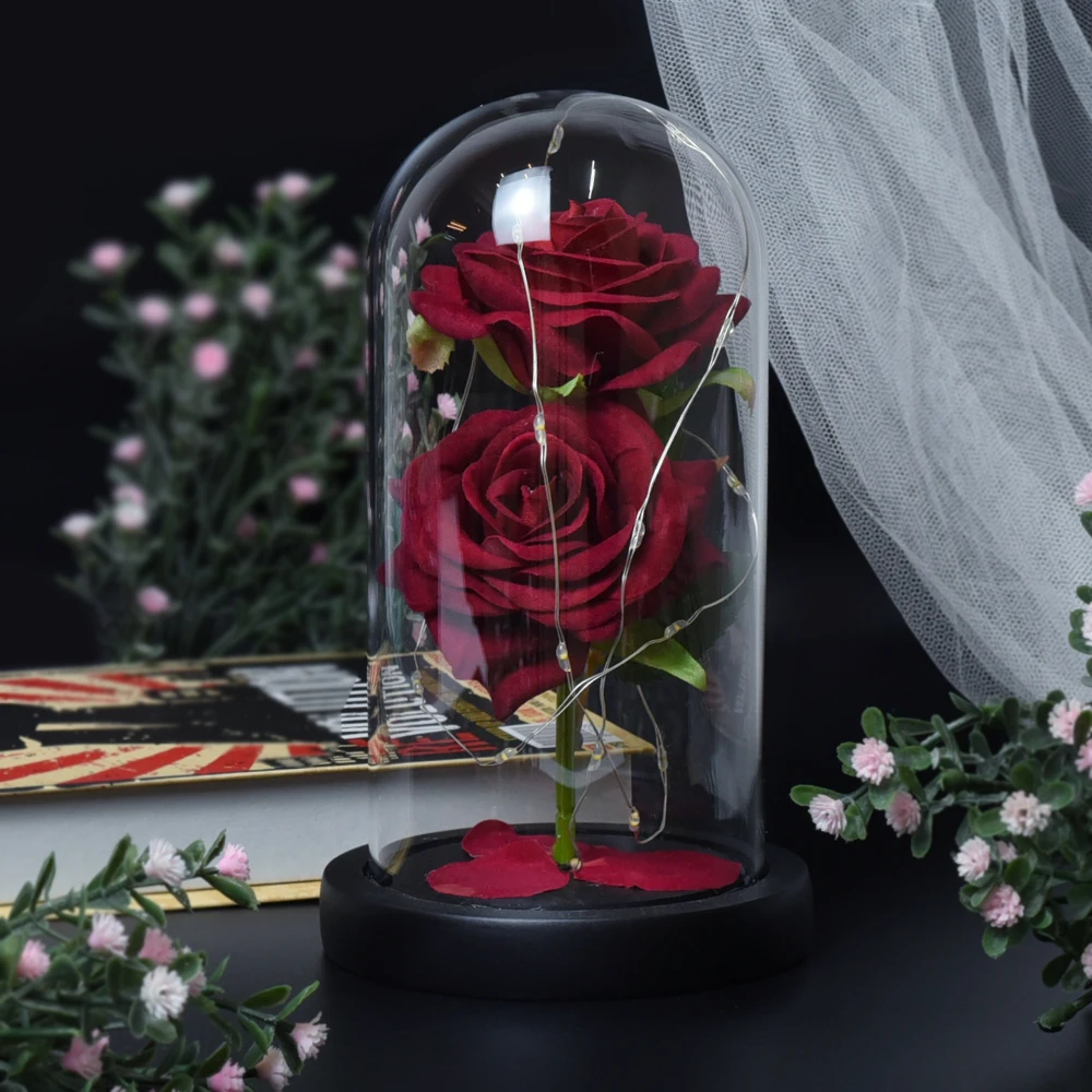 

Eternal Flower Rose Glass Glass Cover LED Light Rose Artificial Flower In Dome For Christmas Mother's Valentine's Day Gift