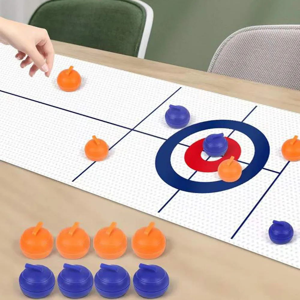 FoldableMiniCurlingTableCurlingBallTabletopCurlingGameAndBowlingSetFamilyGamesFor