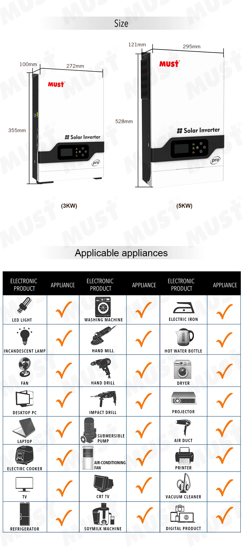 Mppt Solar Charge Controller Wifi  Hybrid Solar Inverter 3kw Must - Pv1800  3kw Pv - Aliexpress