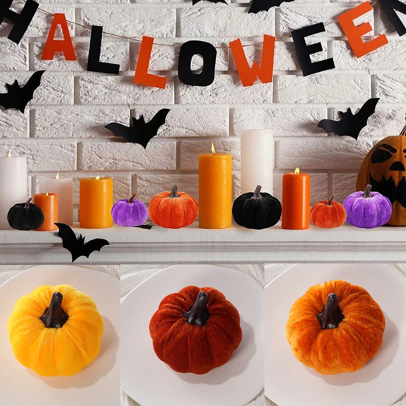 Artificial Pumpkin Decoration 5.5/8/10cm Velvet Pumpkin Halloween