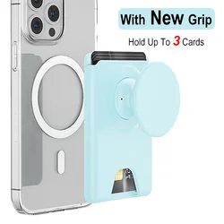 Universal Magnetic Card Holder with Silicone Griptok and Pop Solid Wallet Slot (Blue)