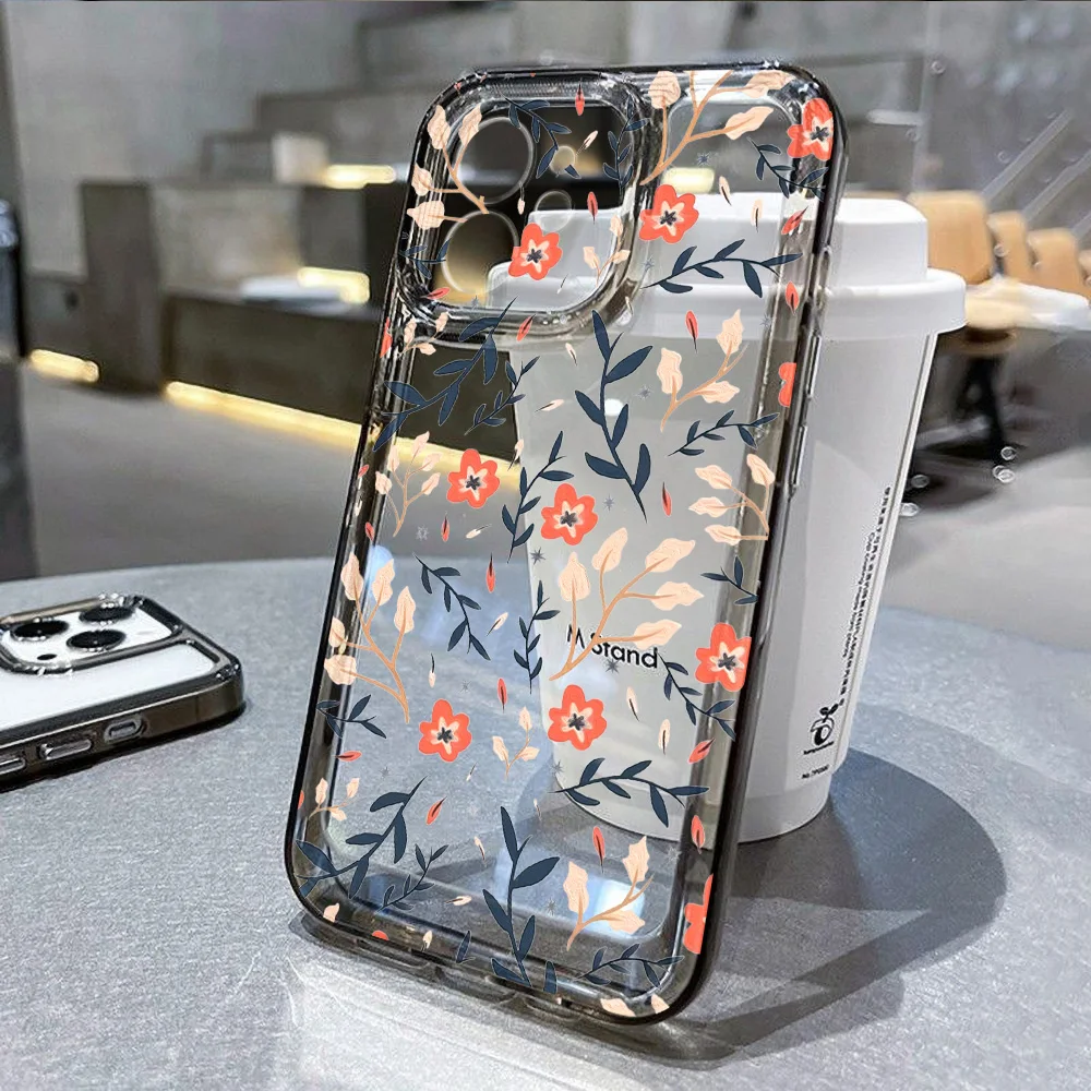 Mode Blume Telefon Fall für iPhone 16 15 11 12 14 13 Pro Max Mini SE2 7 8 Plus stoßfest Transparent Silikon Shell Fundas – Detail 5