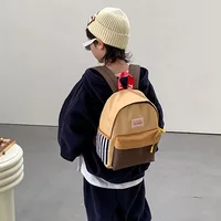 Kids Zipper Backpacks Korean Light Portable Kindergarten Schoolbag Patchwork Color Children Canvas Backpack for Girls Boys Bags 3