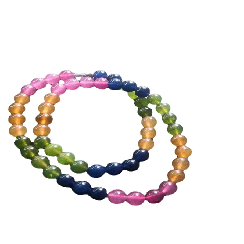 

8mm natural gem candy-colored tourmaline bead necklace