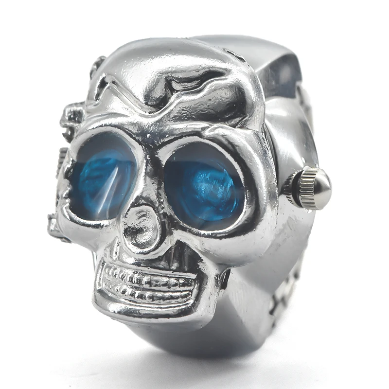 Creative Skull Selling Personality Quartz Ring Watch Alloy Circular Dial Unisex Christmas Gift Fun Watch