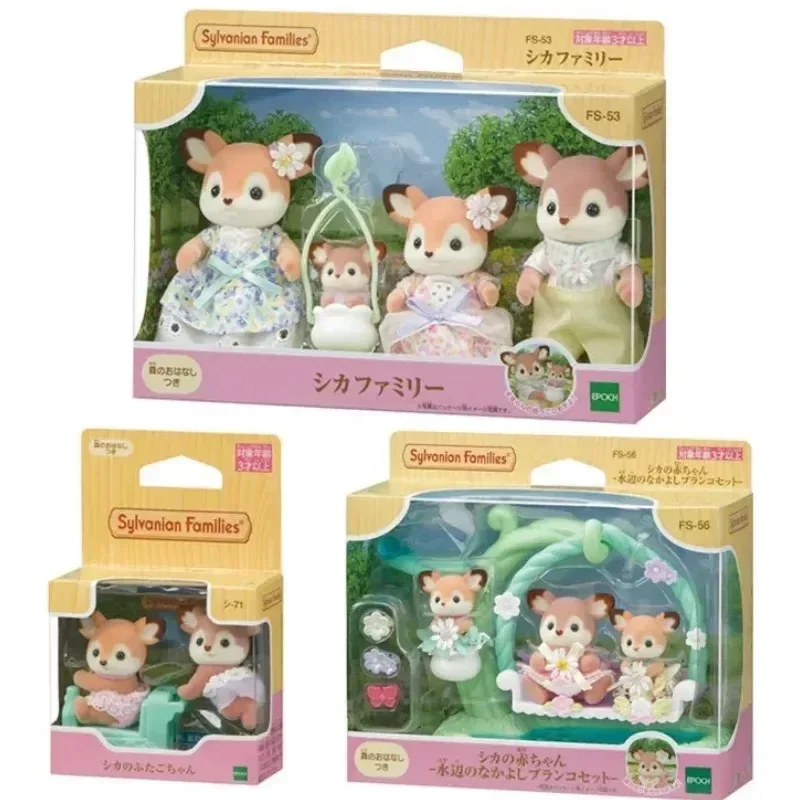 Sylvanian Family Anime Figure Deer Family Kawaii Cute Doll Decoration Ciondolo Forest Family Room Ornaments Regalo Di Compleanno