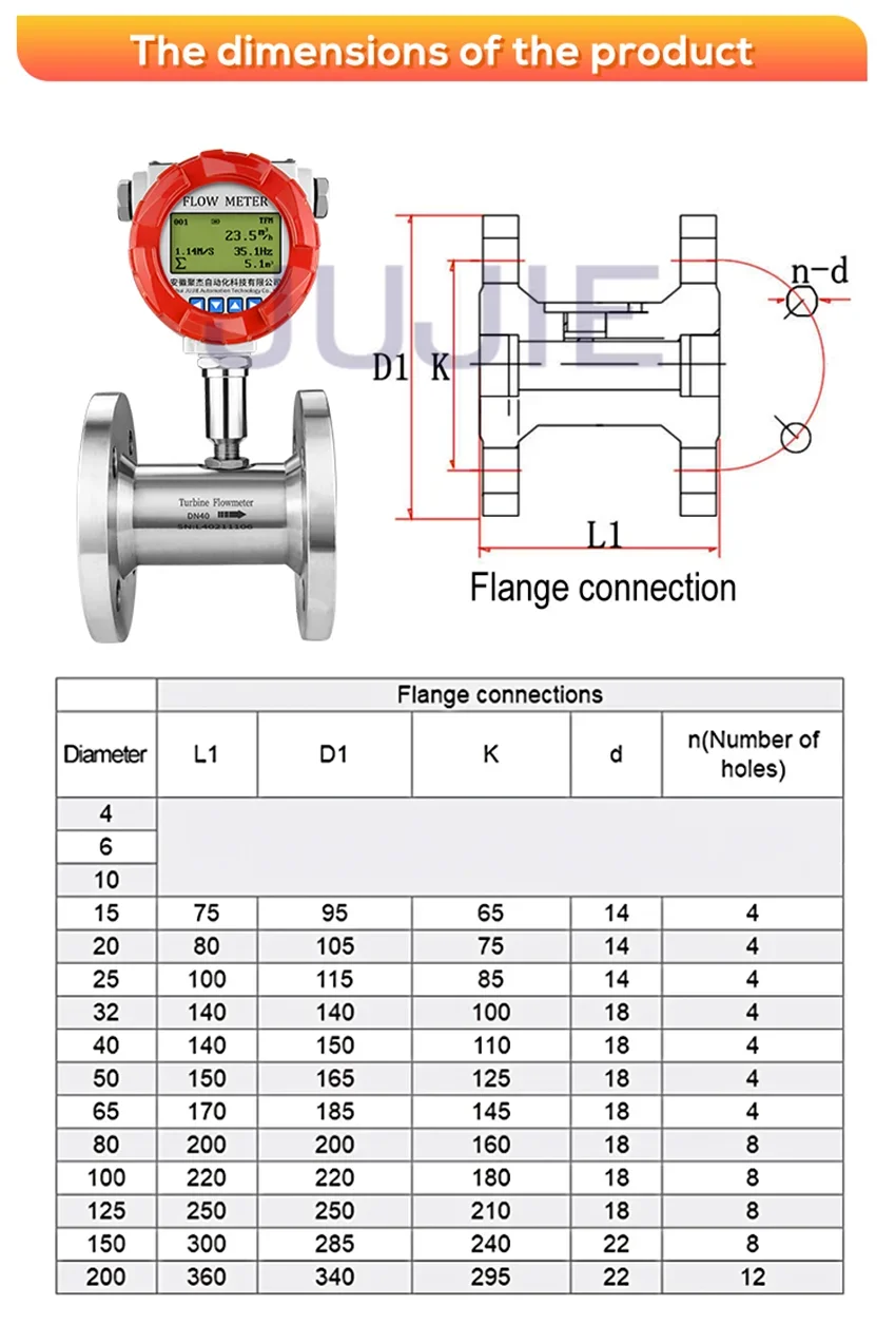 3" 4" Large Diameter Liquid Turbine Flowmeter Modbus 4-20mA Oil Diesel Water Flo