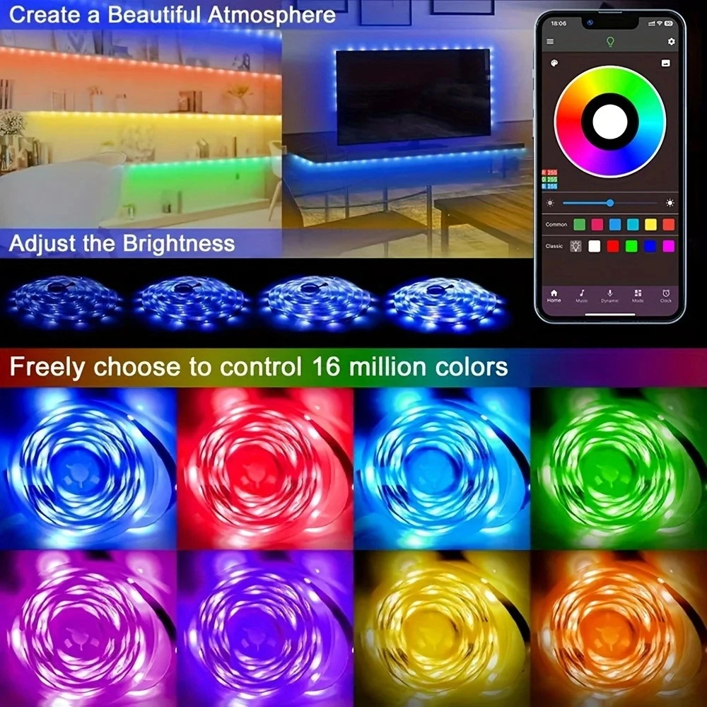 รูปสินค้า ไฟแถบ LED ยืดหยุ่น ควบคุมผ่านแอป ปรับสีได้