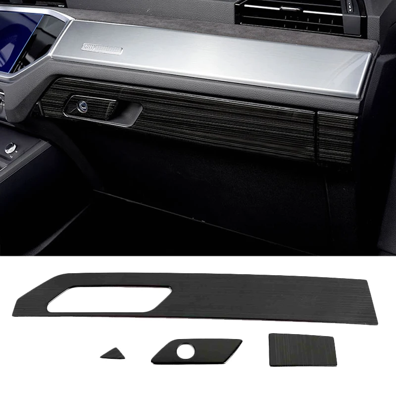 

4Pcs Stainless steel Fit For AUDI Q3 2019 2020 Car Copilot Sticker Decoration Center Console Dashboard Trim Strips