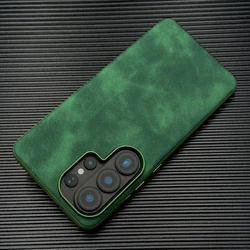 Luxury Matte PU Leather Case - Premium Smooth Full Cover with Skin Touch Feel - Galaxy S23 Ultra (Dark Green)
