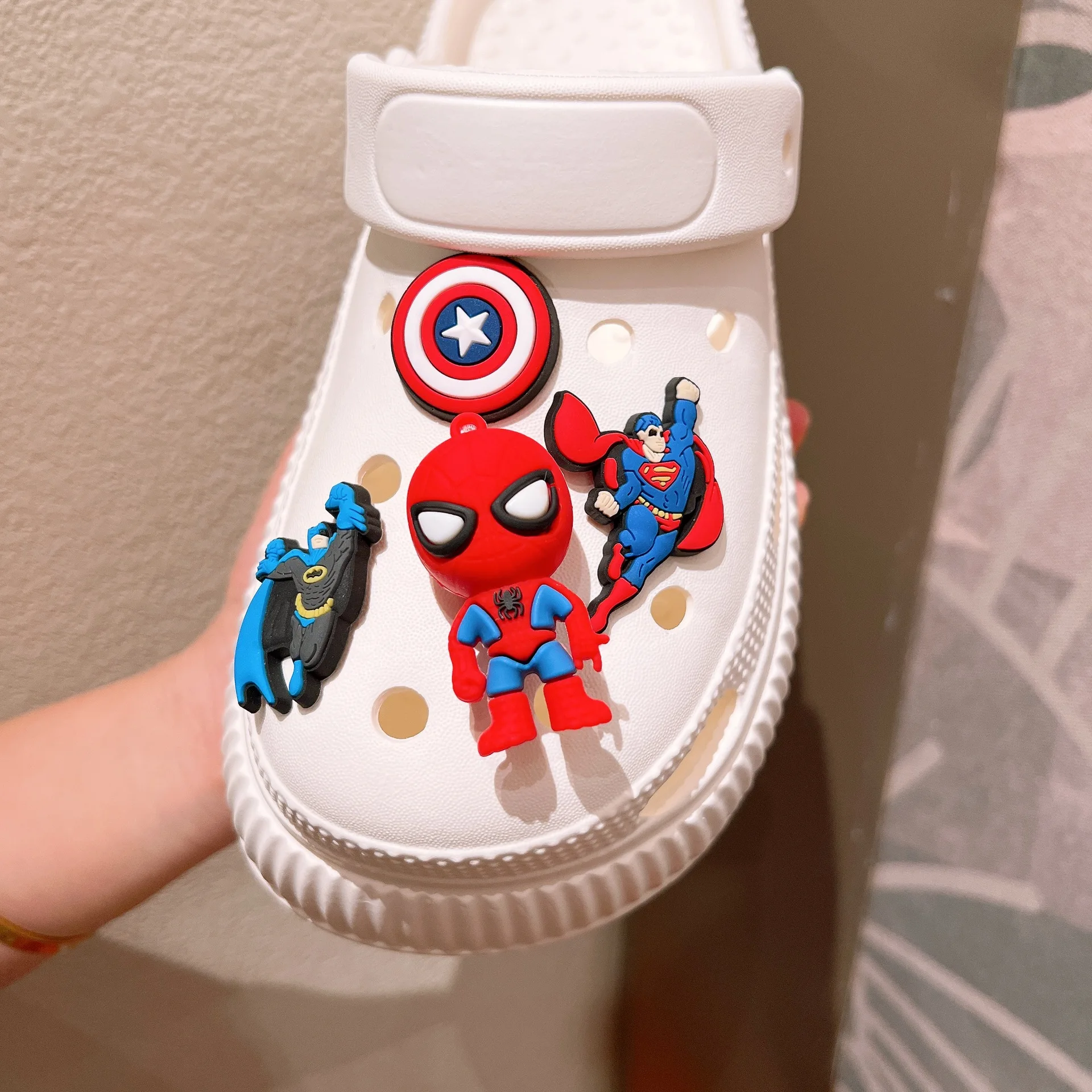 Shoe Charms Disney Spider Man LED Buckle Set Cartoon Super Hero For Clogs Sandals Decorations Kids X-mas Gifts