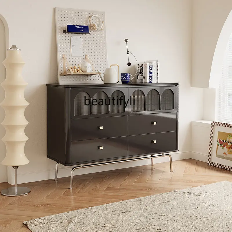 

yj French Retro Chest of Drawers Locker of Bed End Simple Modern Hallway Wall Storage Drawer Sideboard Cabinet